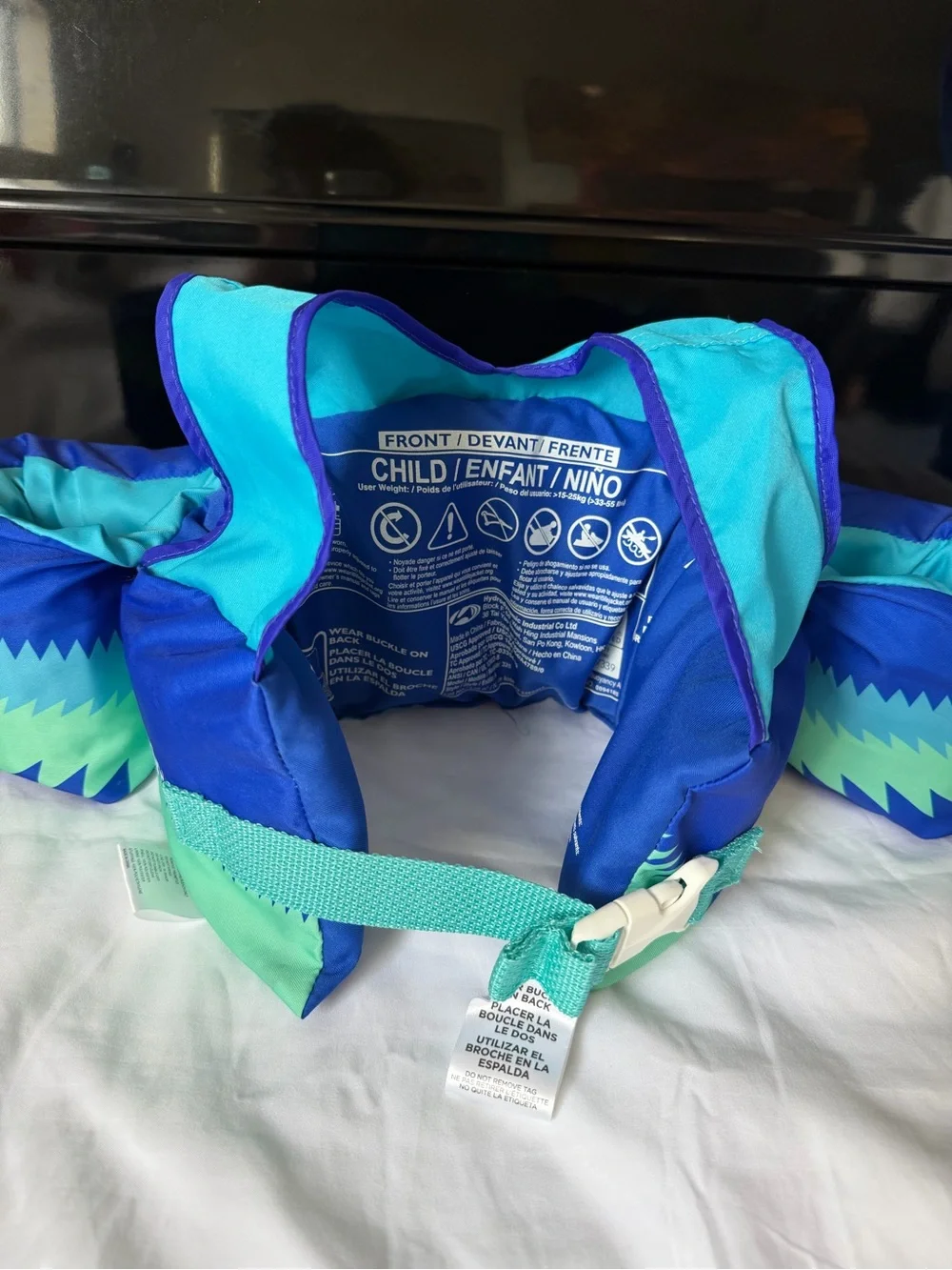 Speedo Kids Swim Vest - Teal & Royal Blue Shark Print